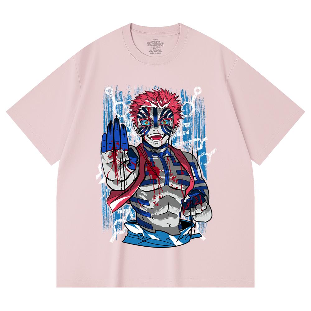 230 Gsm 100% Cotton Demon Slayer V79 Akaza Print Unisex Heavy Cotton T Shirt