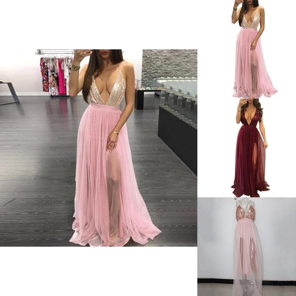 Elegant Women Party Sling Evening Dress With Deep V-neck And Stunning Backless Design