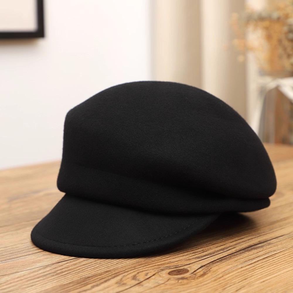 Wool Blend Peaked Cap Sloping Brim Beret Hat Fashion Newsboy Cap For Women