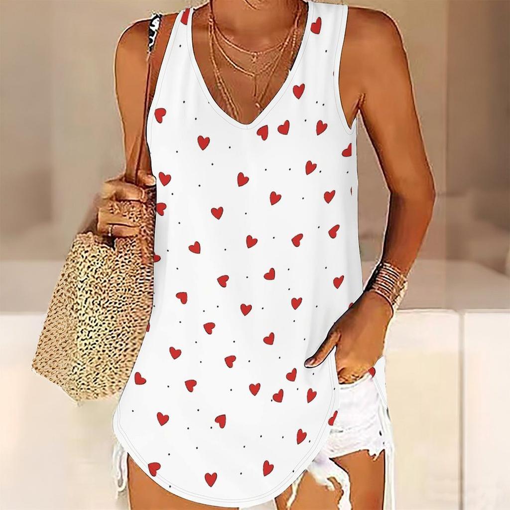 3D Heart Symbol Print Tank Tops for Women Workout Yoga Gym Printed Summer Sport Shirts Plus Size Vests