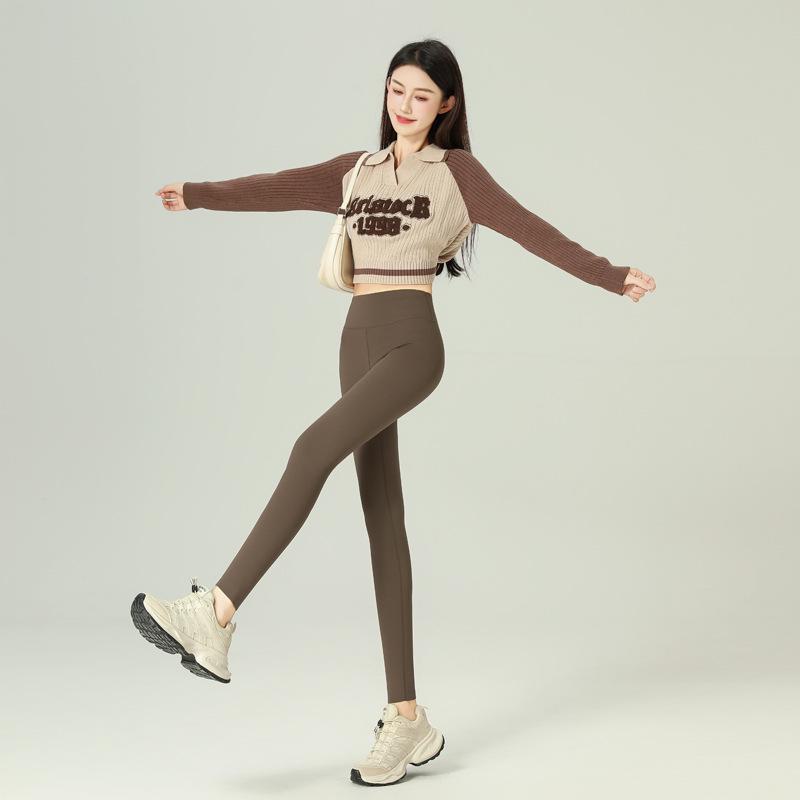 Pantalon de Yoga Chaud Taille Haute pour Femme: Leggings élastiques requin avec polaire de lapin pour l'extérieur et pour remonter les hanches