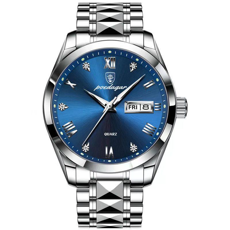 POEDAGAR Top-Marke Luxus Mode Grüne Zifferblatt Uhr Herren Wasserdicht Leuchtend Wochentag Datum Uhr Sportuhren Quarz Armbanduhr