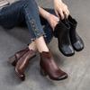 Fashion GKTINOO 2025 Genuine Leather Platform Boots Spring Autumn Rome Thick Heel Short Boots Retro Style Soft Soled Women's Shoes