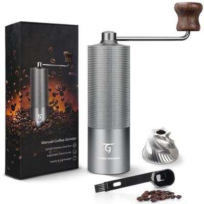 SUNYA Manueller Kaffee-Kegelmahler, verstellbar, Edelstahl, inklusive Kaffee-Rezepten, leicht und kompakt, Kaffeemühle für den Außenbereich und Camping