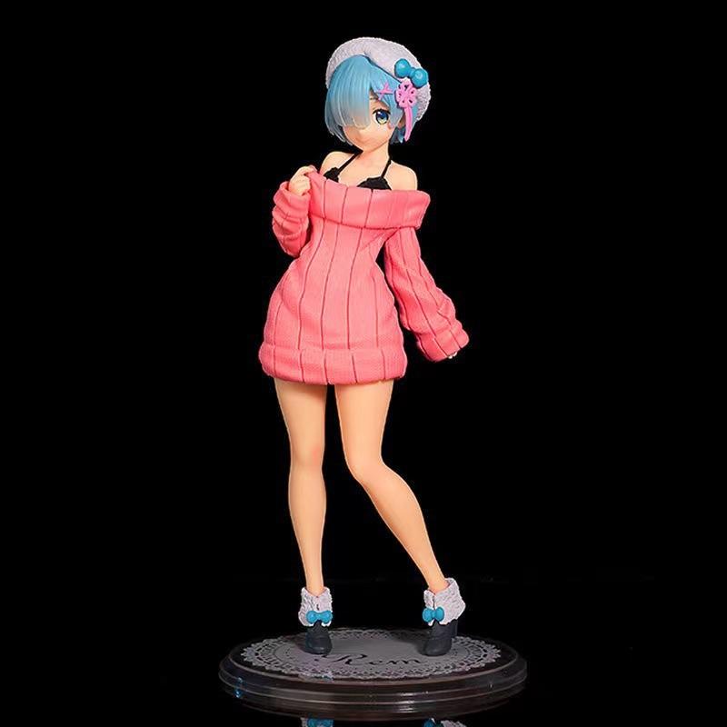 23cm Re:Suéter Figura Rem Zero Em Pé Modelo Anime Fofo Ornamentos de Mesa Pode Ser Colecionado Presente de Aniversário