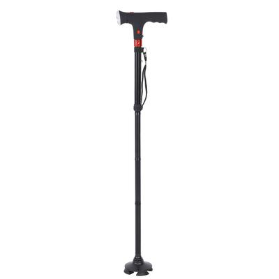 Aluminum Alloy Folding Light Cane Elderly Four?legged with Lamp Non?slip Walking Stick