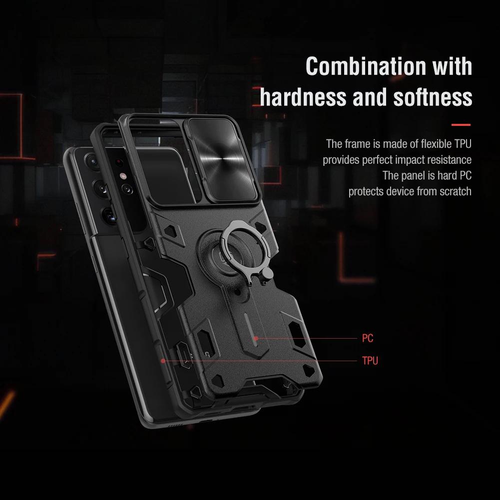 NILLKIN Slide Cover Case For Samsung Galaxy S21 Ultra Ring Stand Case for Galaxy S21 5G 2025 Designer Case Shockproof for S21+