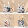 Panda Pattern Canvas Handheld Bag With Embroidery For Casual Day Use