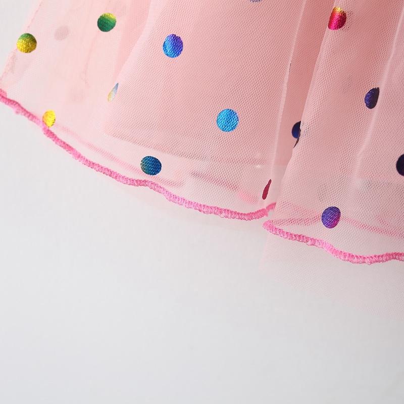 Summer New Year-old Girl Baby Wave Point Fluffy Mesh Skirt Baby Girl Flying Sleeve Princess Skirt Fairy Girl Skirt