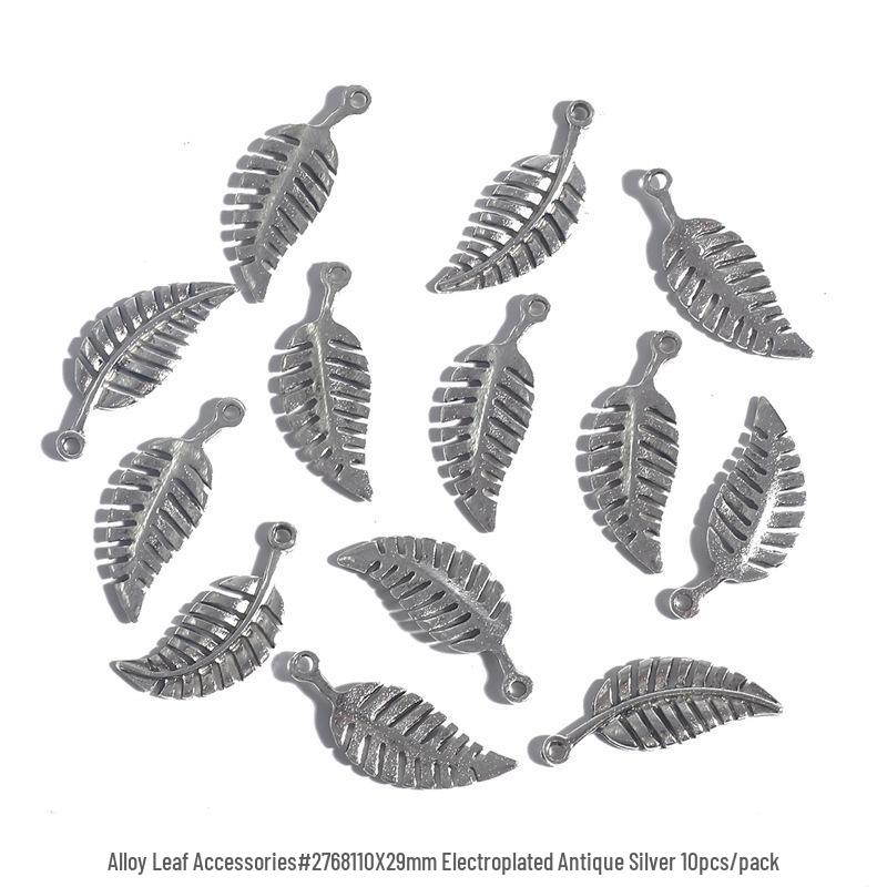 Handmade Antique Silver Leaf Jewelry Accessories for DIY Bracelets and Necklaces.