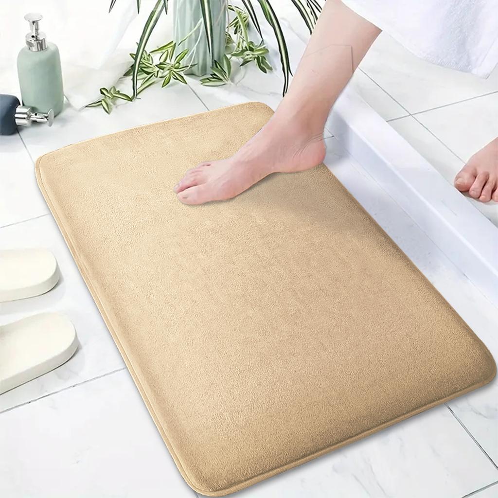 Solid color bathroom absorbent cushion flannel toilet non-slip mat thick sponge shower room bathtub mat entrance mat