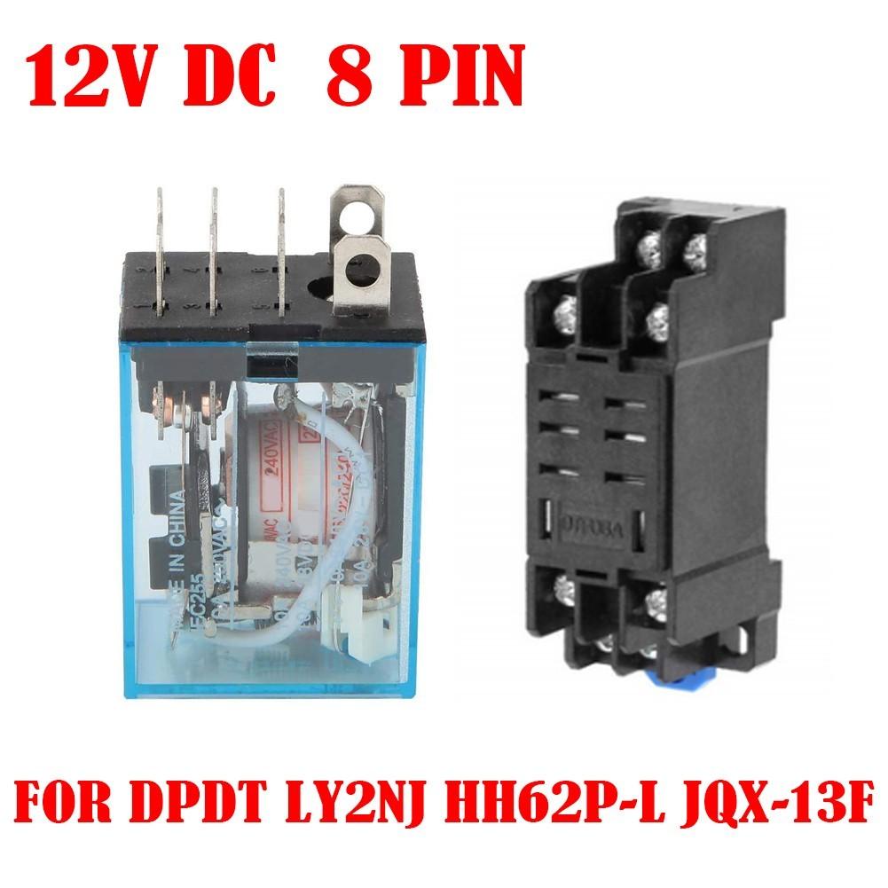 Releu 12V DC 8 Pini și Bază Soclu Inclus 10A DPDT LY2NJ HH62P-L JQX-13F