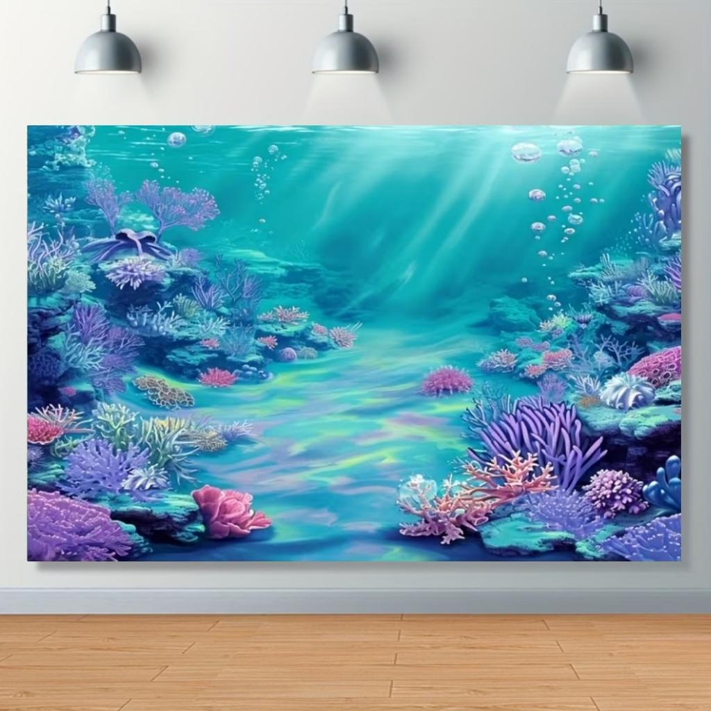 Mermaid Backdrop Girls Princess Birthday Party Decoration Background Under The Sea Photography Supplies Kids Baby Shower Banner