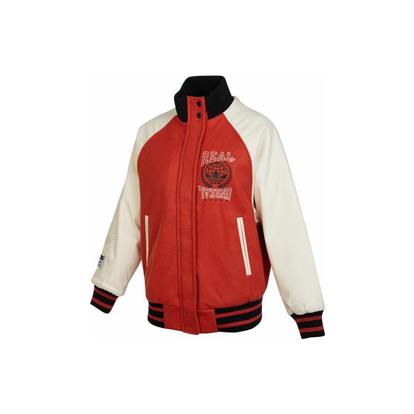 Adidas Originals Trefoil FW22 Allover Print Stand-Collar Hidden Zipper Jacket Women Red HS9512 XS