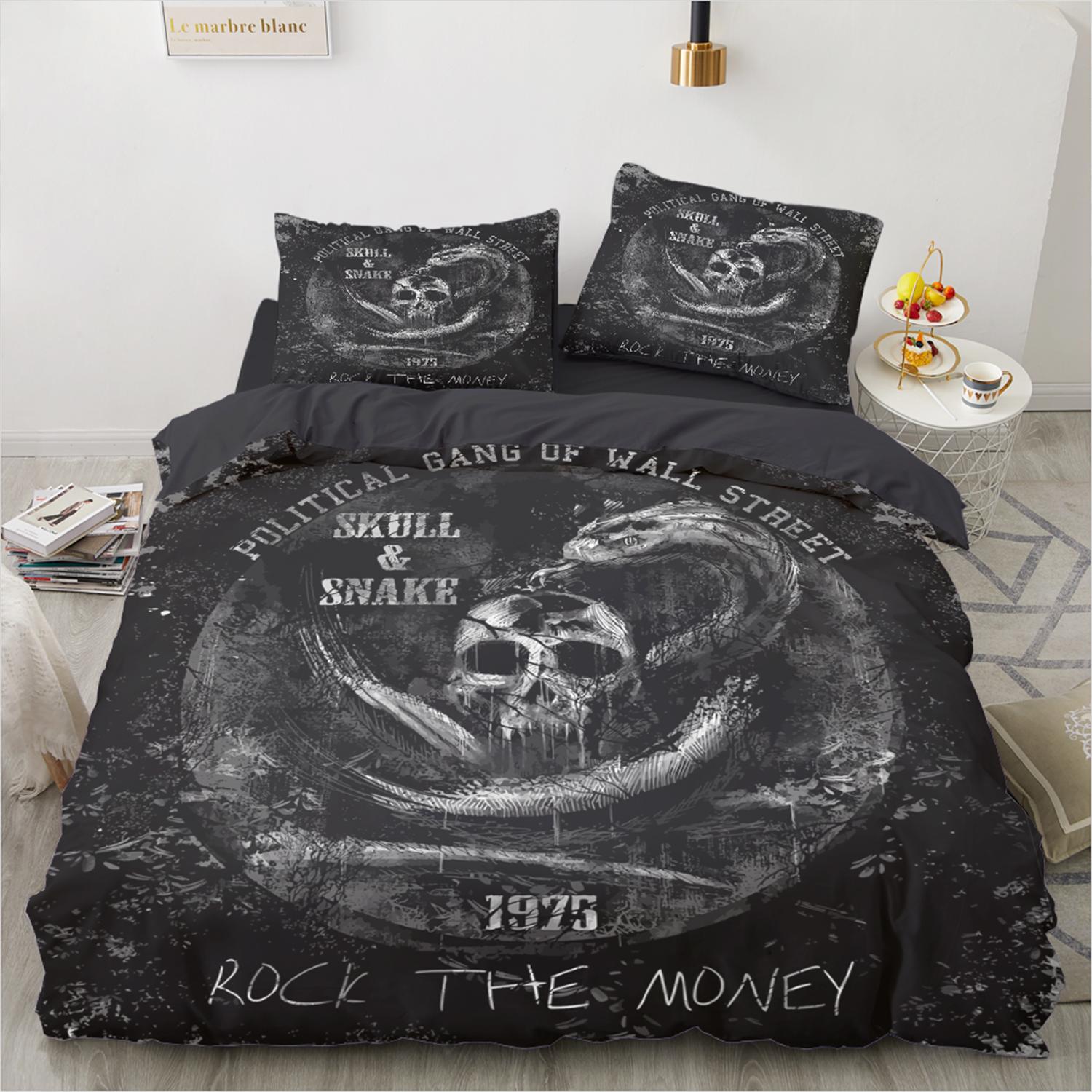 

Baroque Skeleton Duvet Cover Set King Size 260x220cm - Vintage Halloween Bedding Set,Skull Comforter Cover, Gothic Bed Set 140x200 (65x65cm x1