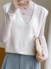 Women's College-Style V-Neck Knit Vest - Retro, Versatile, Loose-Fit Sleeveless Sweater for Autumn/Winter