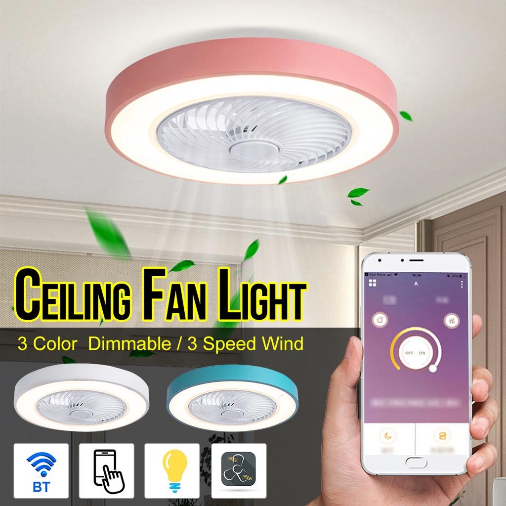 220V 50cm APP LED Ceiling Fan with Lights Remote Control Fans for Home Lamp Lighting Bedroom Living Silent Smart Dimmable