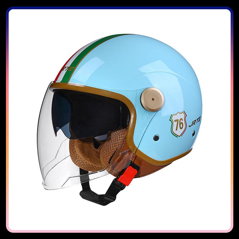 3/4 Open Face Helmet Daul Visor Retro Semi-open Helmets Men Women DOT ECE Double Lens Jet Helmets Motorcycle Accessories