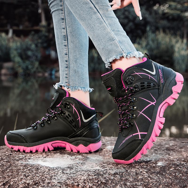 35-46 Couple Large Outdoor Mountaineering Shoes Casual Hiking Shoes with Velvet Warm High Top Cotton Shoes Snow Boots