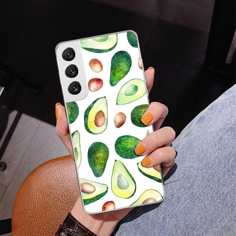 Cartoon Fruit Avocado Phnoe Case for Samsung Galaxy S26 S25 Edge S23 S24 Ultra S22 Plus S21 S20 FE Unique Cover Soft Coque Galax
