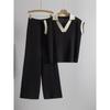 Women's Summer 2026 Polo Collar Knit Top and Pants Set - Loose, Slimming Casual Fashion Two-Piece.