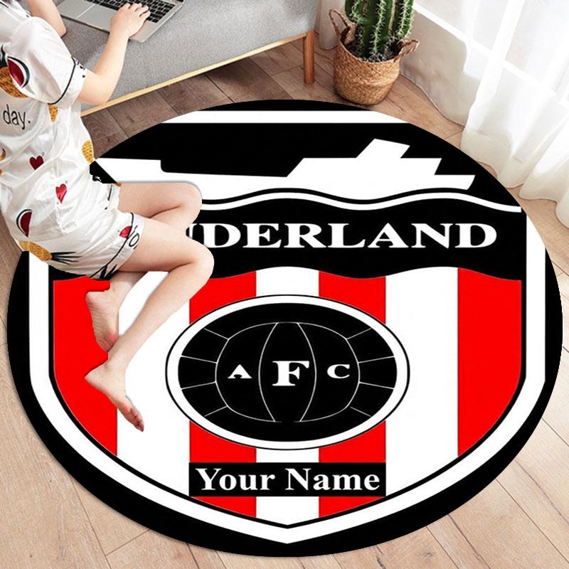 Sunderland A.F Custom Name Round Area Rug,Carpet Rug for Living Room Bedroom Sofa Playroom Decor,Non-slip Floor Mat