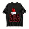 2026 Christmas Theme New Year Casual Printed Crewneck Top Pure Cotton T-shirt