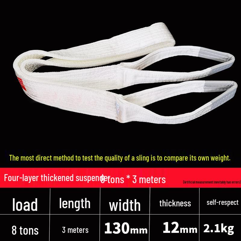 Thickened Acid-Washed Polypropylene Lifting Sling, Canvas Tie-Down Strap for Crane, Hoist, or Forklift