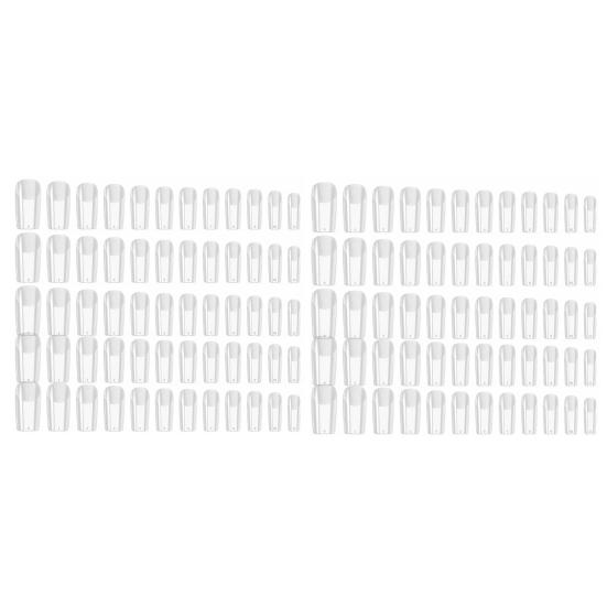 120Pcs/Set Artificial Nail Tips Good Ductility Ladder Shape Transparent Delicate Seamless Shaped False Nails for Girl