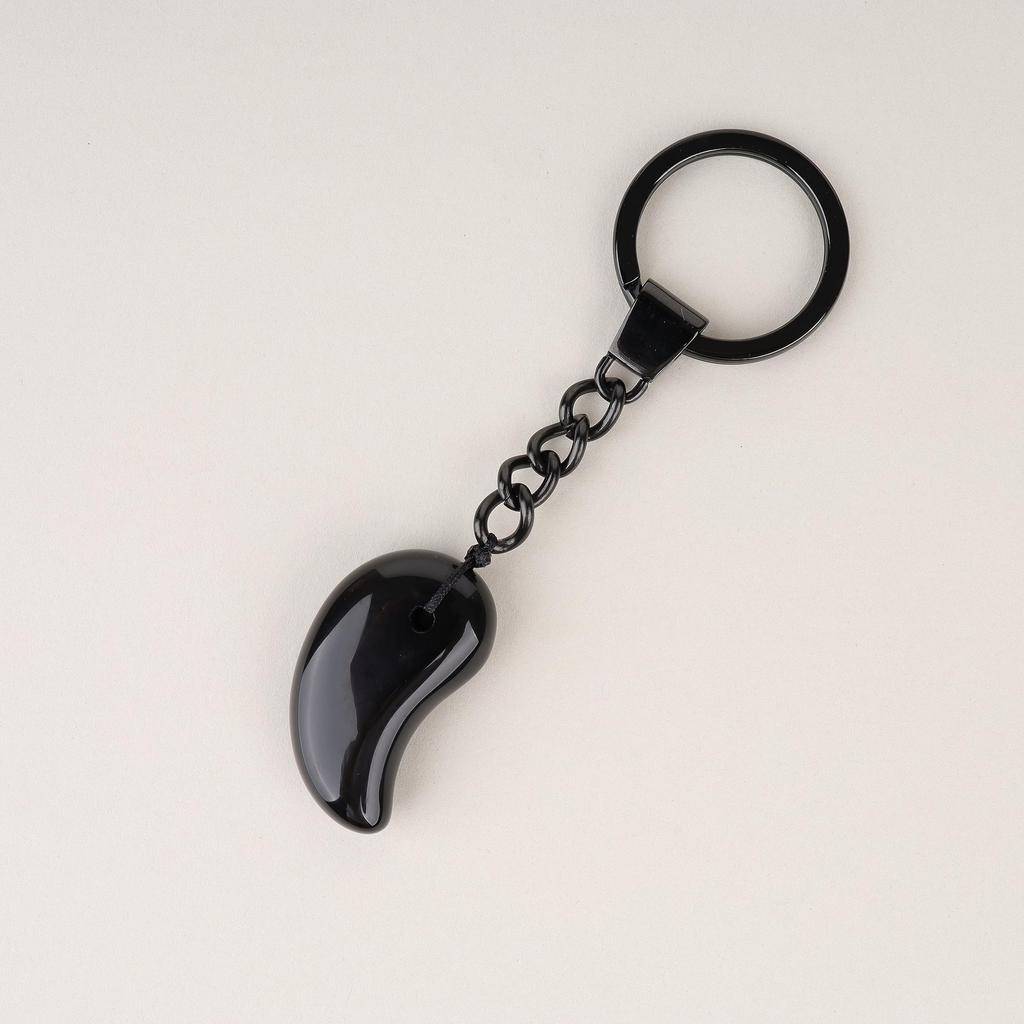 [Koai] Onyx Magatama, Japanese Sacred Treasure, Wish Fulfillment, Good Luck Charm, Power Stone, Keychain Chain
