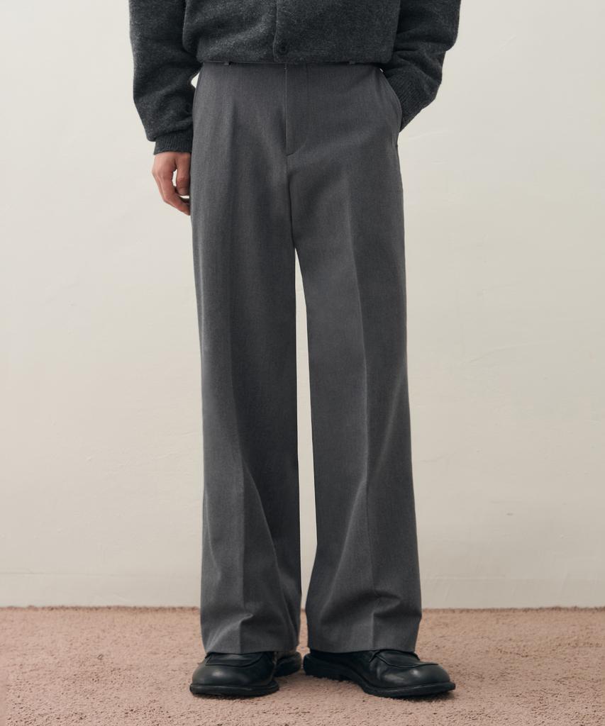 DRAW FIT Brushed Elastic Wide Slacks [Brushed Grey]