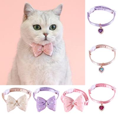 Pet Collar Adjustable Dog Bow Neck Circle Stylish Exquisite Heart Pendant Cat
