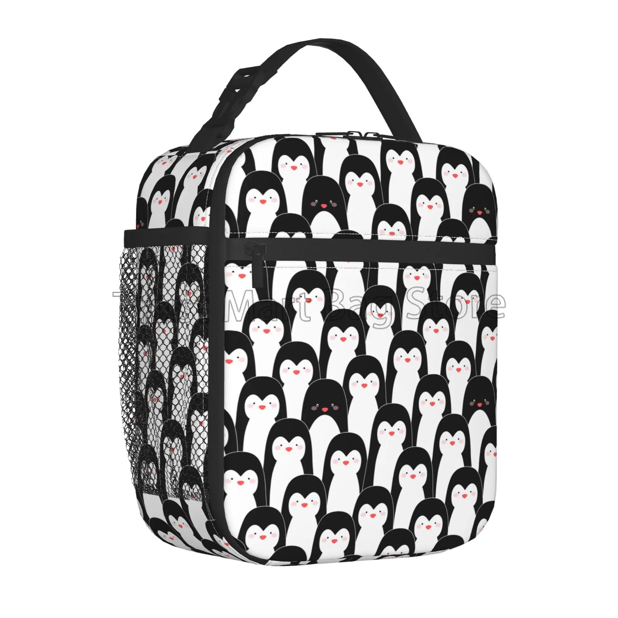 

Милый пингвин приветствие Изолированный ланч-бокс Многоразовая портативная сумка для ланча Термокулер Тоут для мальчиков девочек женщин школа работа 26x21x11CM