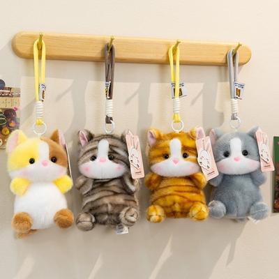 Stuffed Kitten Keychain 15cm Fluffy Bag Charm Cute Bag Pendant  for Backpack