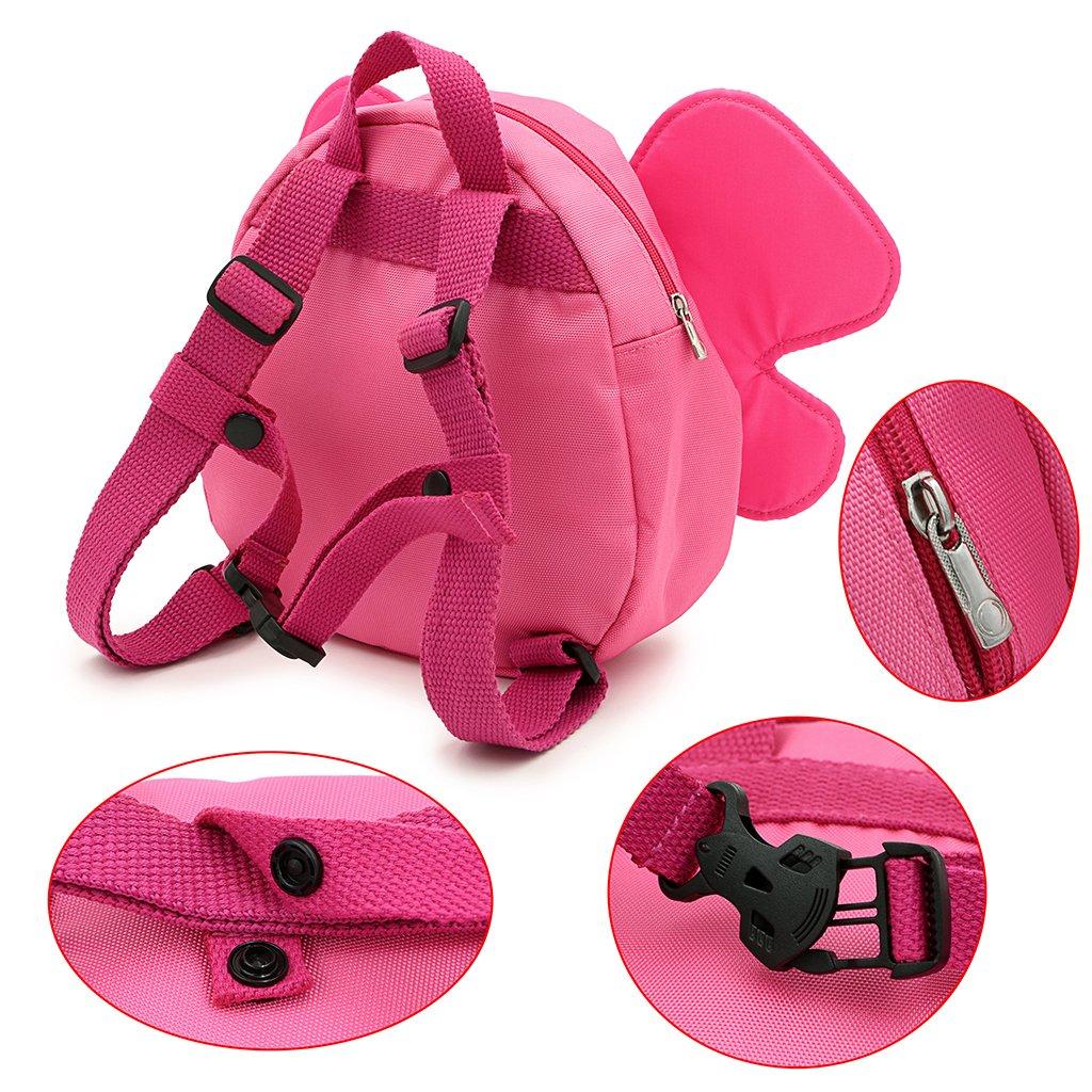 Sumnacon Leash with Backpack Cute Animal Stuffed Animals Anti-Lost Leash, Bag, (Pink)