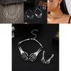 Gothic Skull Necklace Earrings Set With Alloy Pendant For Halloween Costume Accessories