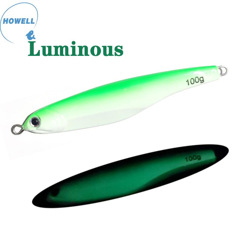 Howell 100g Speed Jigging  Glow Lead Bait Hard Lure for Saltwater Bottom Fishing Lake and Metal Artificial for Fishers