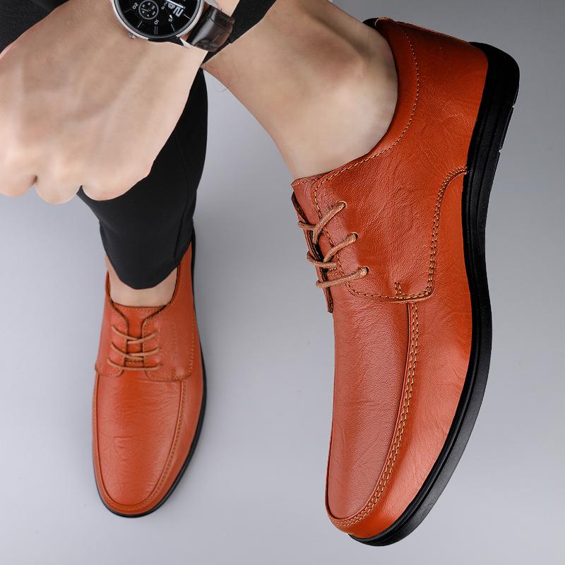 Qualität Neue Herrenschuhe Atmungsaktive Flats Rutschfest Businessschuhe Mode Vielseitig Lederschuhe Lässig Komfort Männlich Niedrige Schuhe