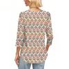 Womens Tops 3/4 Sleeve With Buttons Casual Blouses Summer Outfits Beach Vacation Clothes