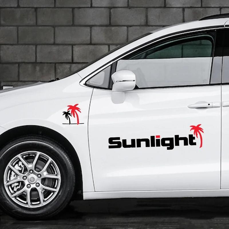 Kreativer Sonnenlicht Camping Aufkleber für Van Camper Wohnwagen LKW Wohnmobil RV Motor Vinyl Aufkleber Auto Karosserie Dekoration Zubehör