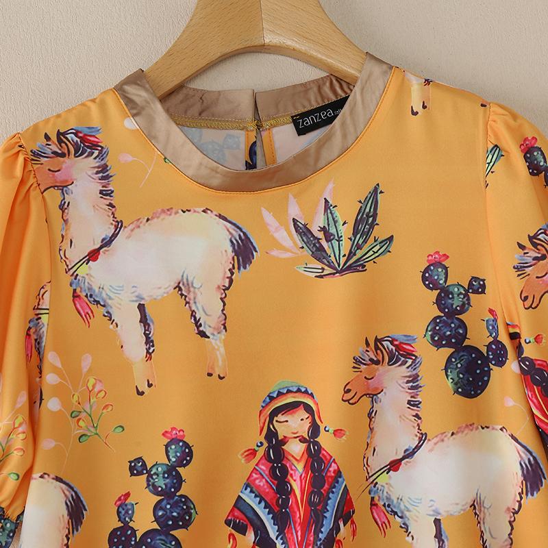 ZANZEA Lässige Bluse mit Rundhalsausschnitt und halblangen Ärmeln für Damen