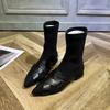 Fashion 2024 European Station Autumn and Winter New Pointy Flat Comfortable All-match Elastic Ankle Boots for Women Thin Riding Boots
