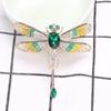 Blucome New Diamond-encrusted Dragonfly Brooch Female European Fashion All-match Alloy Dripping Oil Insect Brooch