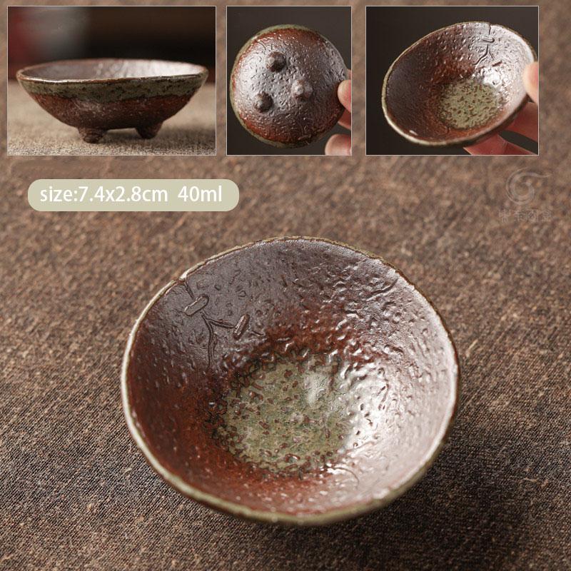 1 Pc Chinese Hand-kneading Plum Blossoms Tea Cup Handmade Pottery Tea Bowl Household Teaware Master Teacup Travel Meditation Cup