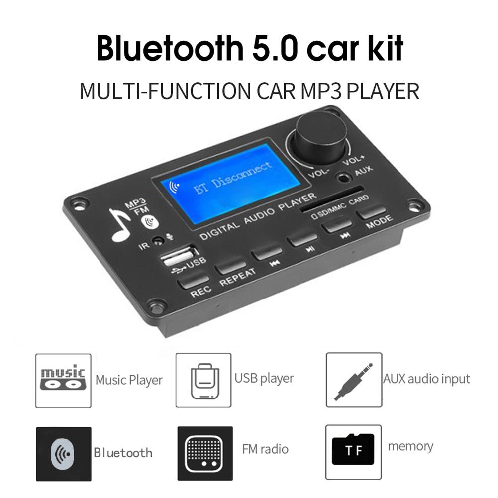 12V LCD MP3 Decoder Lyrics Display Bluetooth-Compatible 5.0 APE FLAC WMA WAV Decoder Support Recording MP3 Music Player Speaker