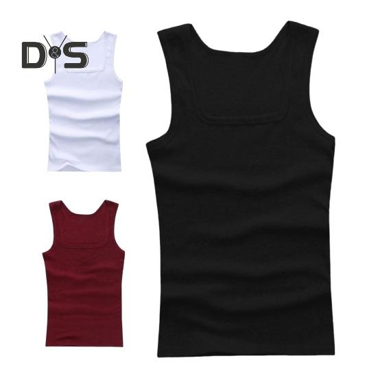 Herren Sport-Unterhemd, quadratischer Halsausschnitt, schmale Passform, atmungsaktiv, weiche Schweißabsorption, einfarbig, mittellang, elastisch, lässig, zum Joggen, Fitnessstudio, Tanktop, Unterhemd