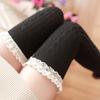 Women's Thick Knit Over Knee Socks Cotton Thermal Thigh High Long Socks with Lace Trim Stretchy Warm Legwear for Winter and Casual Wear