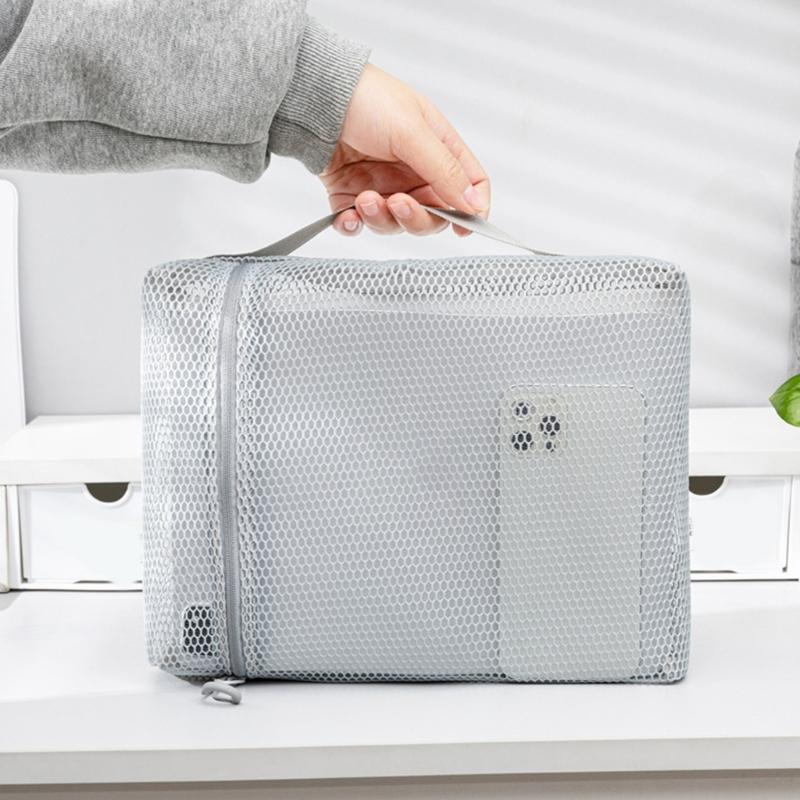 Portable Makeup Bag Travel Cosmetic Bag Mesh Wash Bag Toiletry Bag Clear Cosmetic Organisers Bag Lipstick Storage Pouch