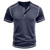 Herr T-shirts Henleykrage Kortärmade Toppar Färgblockerade Bomullsblandning Skjortor Sommar Casual Kläder