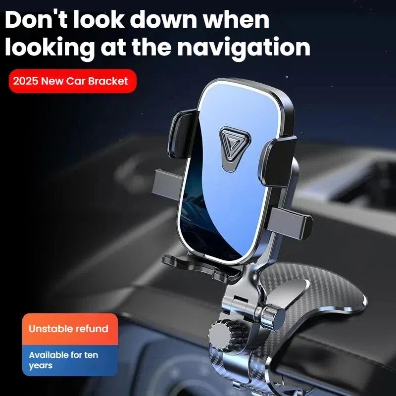 2-in-1 Car Phone Mount: Suction Cup & Metal Crocodile Clip, 360° Rotation Anti-Shake Bracket for 3.5-7" Phones - Dashboard/Vent Mount,One-Hand Release